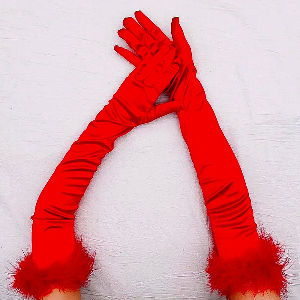 Fabulous Elegant Faux Fur Opera Gloves